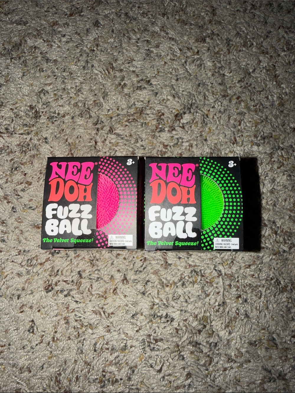 Needoh Fuzz Ball The Velvet Squeeze - Pink and Green